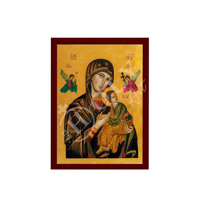 Our Lady of Perpetual Help icon, Handmade Greek Orthodox Icon of Virgin Mary, Mother of God Byzantine art wall hanging plaque - TheHolyArt