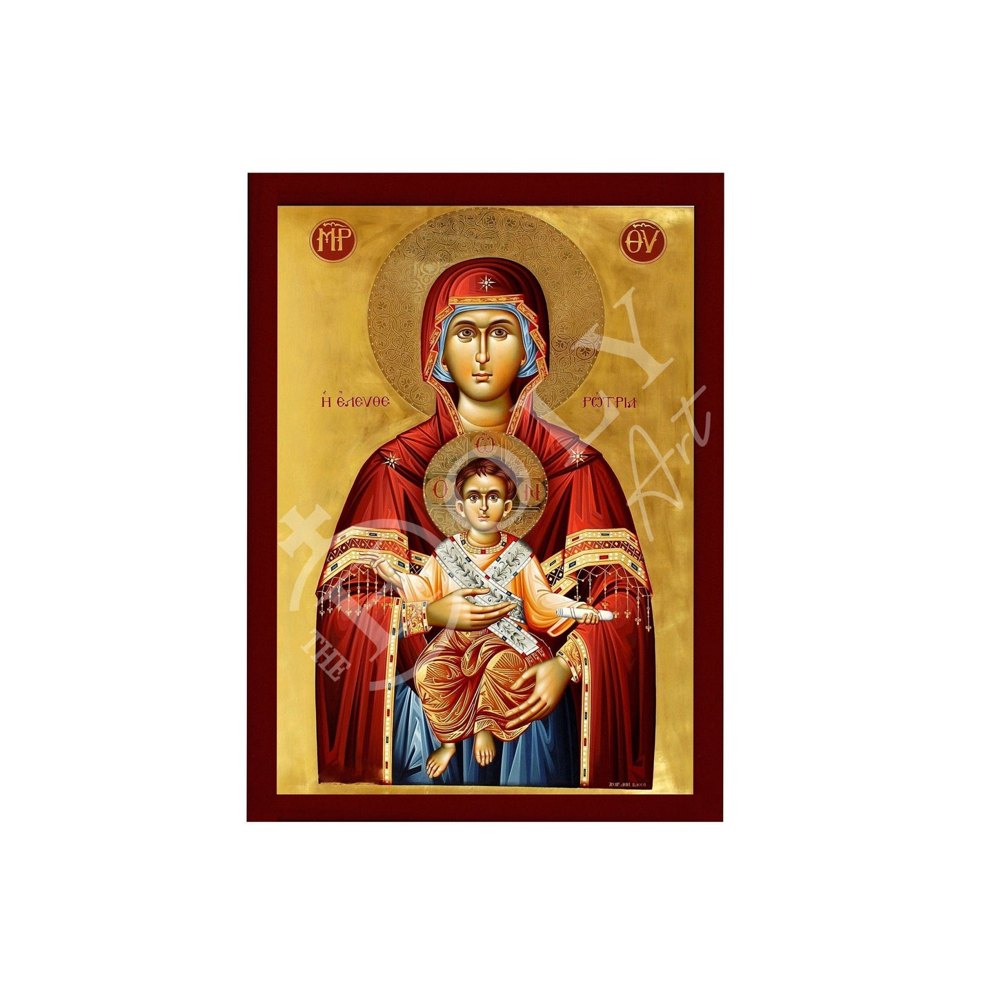 Virgin Mary icon Panagia Eleftherotria, Handmade Greek Orthodox Icon of Theotokos the Liberator, Byzantine art wall hanging plaque gift idea TheHolyArt