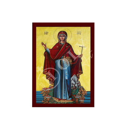 Virgin Mary icon Panagia Athonitissa, Handmade Greek Orthodox Icon of Theotokos Protector of Mt Athos Byzantine art wall hanging plaque - TheHolyArt