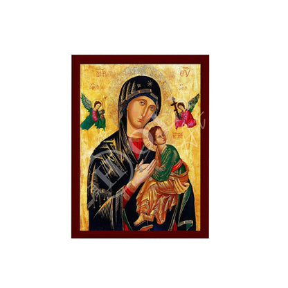 Our Lady of Perpetual Help icon, Handmade Greek Orthodox Icon of Virgin Mary, Mother of God Byzantine art wall hanging plaque - TheHolyArt