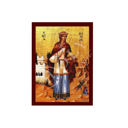 Saint Barbara icon, Handmade Greek Orthodox icon of Great Martyr St Barbara, Byzantine art wall hanging, religious gift - TheHolyArt