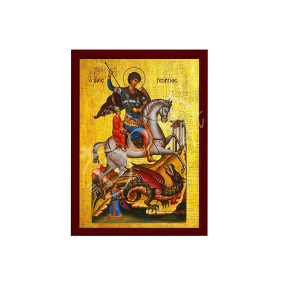 Saint George icon, Handmade Greek Orthodox icon of St George, Byzantine art wall hanging icon wood plaque, religious decor - TheHolyArt