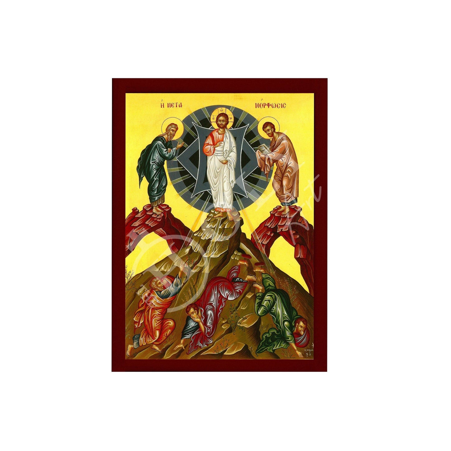 Metamorphosis Jesus Christ icon, Handmade Greek Orthodox icon of the Transfiguration Byzantine art wall hanging wood plaque, religious gift(1) TheHolyArt