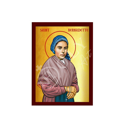 Saint Bernadette Soubirous icon, Handmade Greek Catholic Orthodox icon of St Bernadette, Byzantine art wall hanging wood plaque religious - TheHolyArt