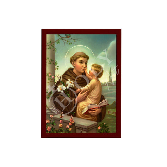 Saint Anthony of Padua icon, Handmade Greek Christian icon of Saint Anthony of Lisbon, Religious art wall hanging on wood plaque decor - TheHolyArt