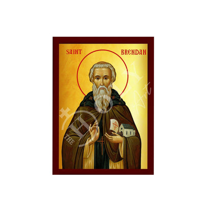 Saint Brendan icon, Handmade Greek Catholic Orthodox icon of St Brendan The Navigator, Byzantine art wall hanging wood plaque religious gift - TheHolyArt