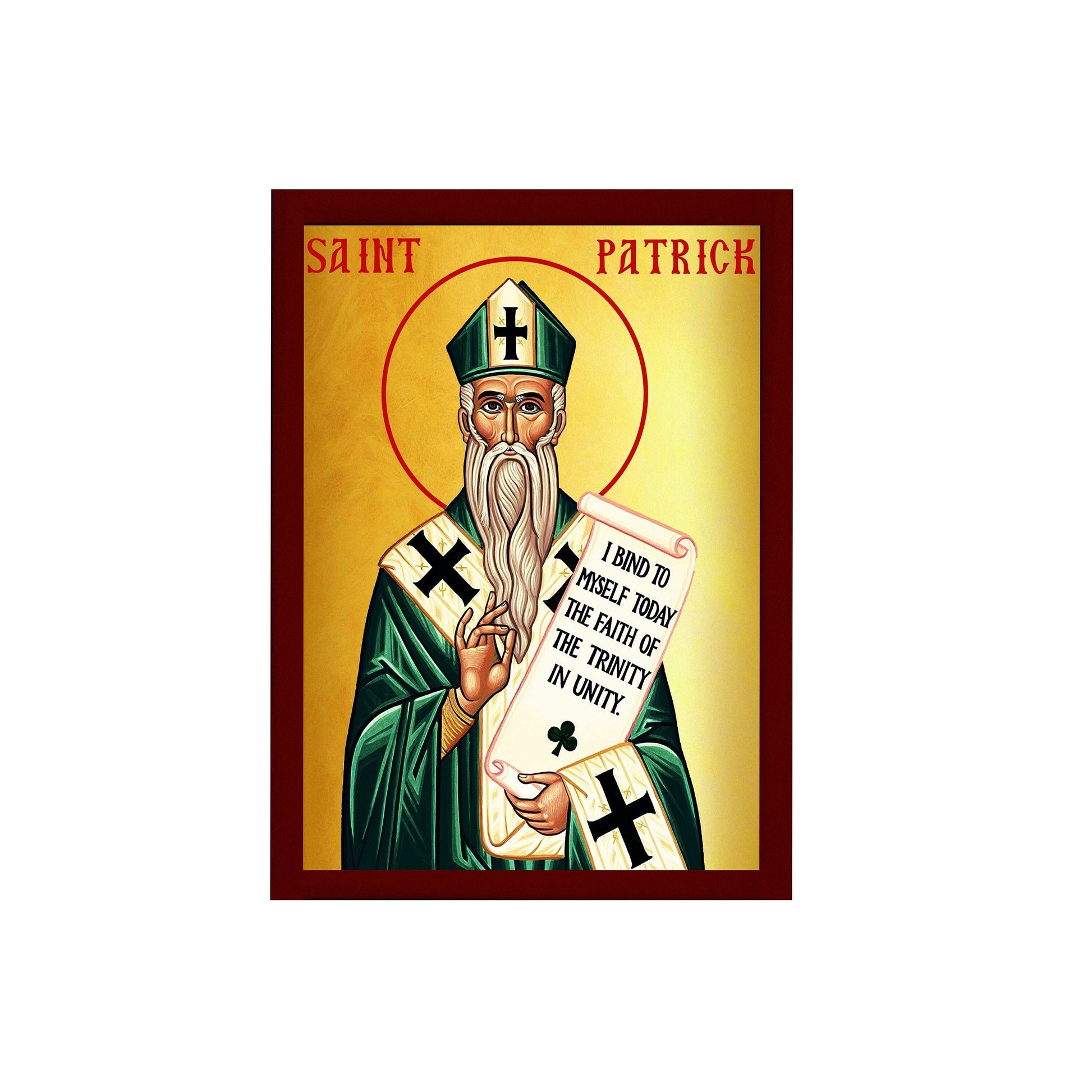 Saint Patrick icon, Handmade Greek Orthodox Catholic icon of St Patrick, Byzantine art wall hanging icon wood plaque, religious gift TheHolyArt