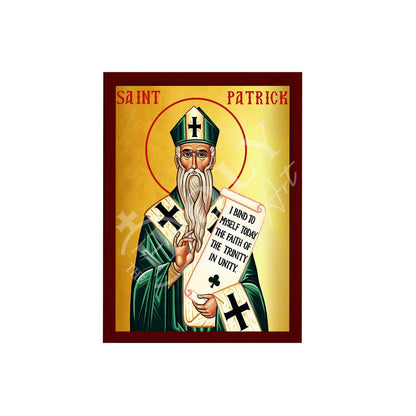 Saint Patrick icon, Handmade Greek Orthodox Catholic icon of St Patrick, Byzantine art wall hanging icon wood plaque, religious gift - TheHolyArt