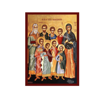 Saint 7 Maccabee icon, Handmade Greek Orthodox icon of St Maccabee Martyrs, Byzantine art wall hanging icon wood plaque, religious decor - TheHolyArt