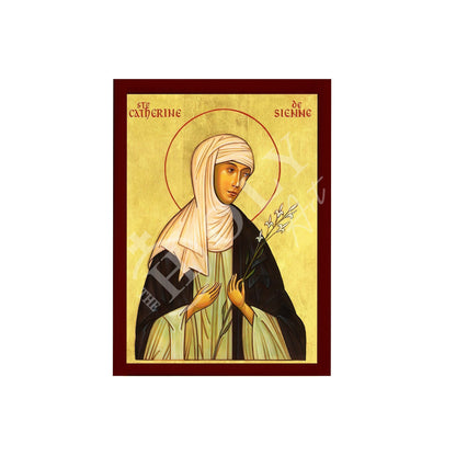 Saint Catherine of Siena icon, Handmade Greek Catholic Orthodox icon of St Catherine, Byzantine art wall hanging wood plaque religious gift - TheHolyArt