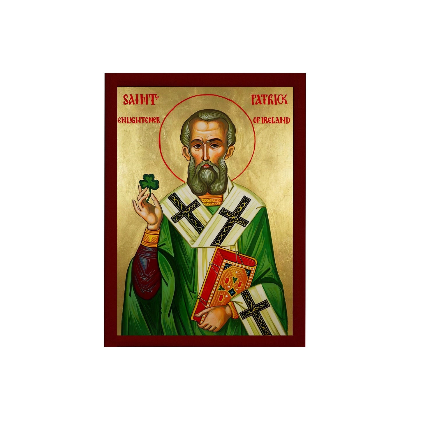 Saint Patrick icon, Handmade Greek Orthodox Catholic icon of St Patric-TheHolyArt
