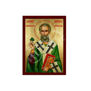 Saint Patrick icon, Handmade Greek Orthodox Catholic icon of St Patrick, Byzantine art wall hanging icon wood plaque, religious decor - TheHolyArt