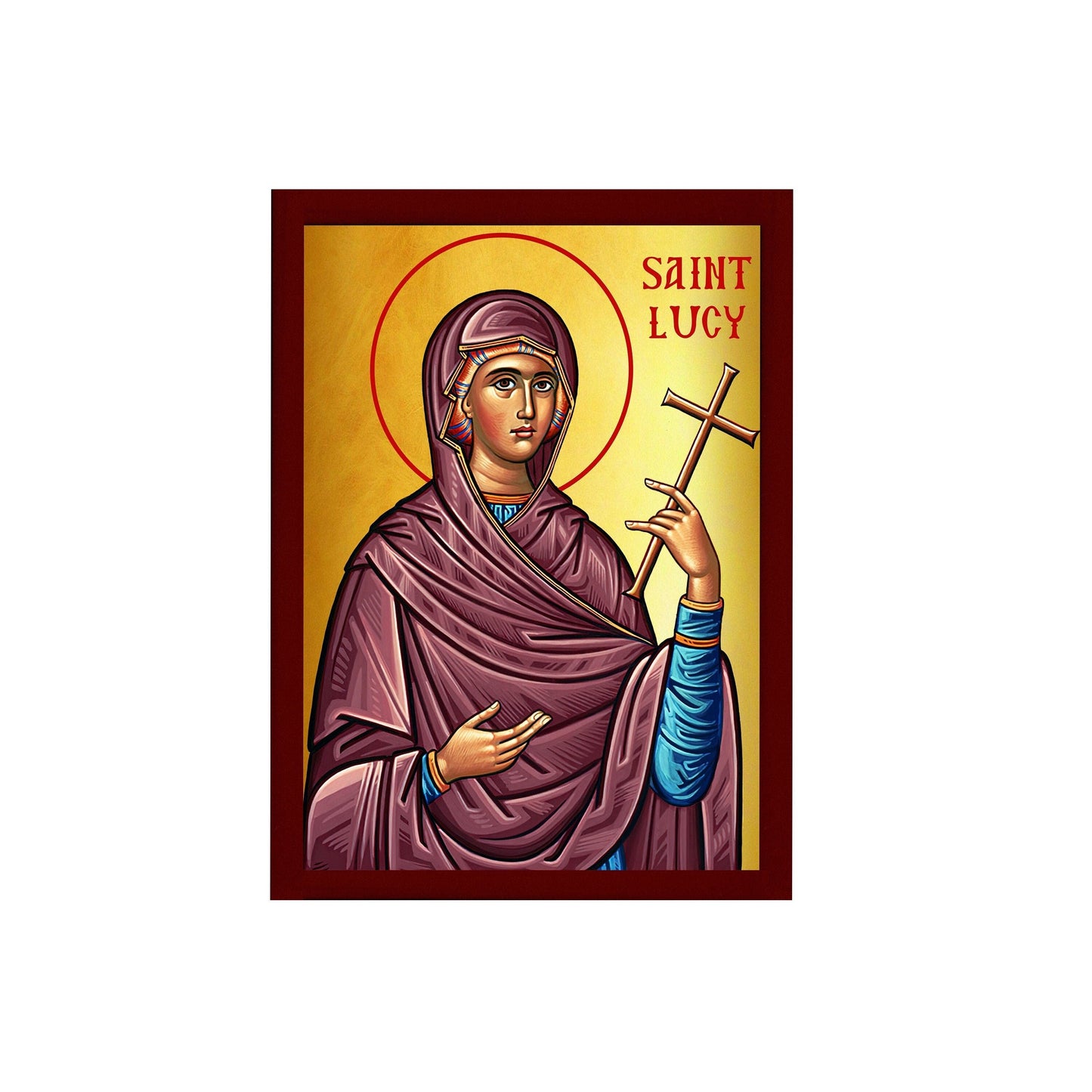 Saint lucy icon, handmade greek catholic orthodox icon of st lucy of s-TheHolyArt