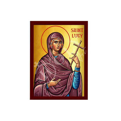 Saint lucy icon, handmade greek catholic orthodox icon of st lucy of syracuse, byzantine art wall hanging wood plaque, religious gift - TheHolyArt