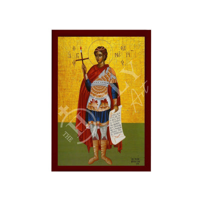 Saint Phanourios icon, Handmade Greek Orthodox icon St Fanourios, Byzantine art wall hanging wood plaque icon, religious decor - TheHolyArt