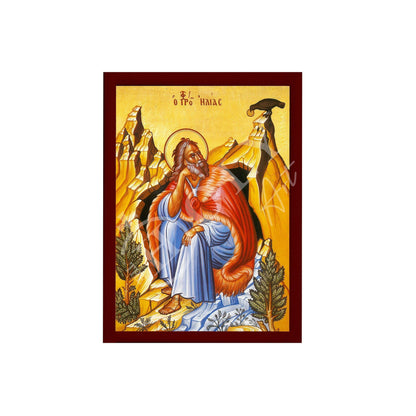 Prophet Elijah icon, Handmade Greek Orthodox icon of Saint Elias, Byzantine art wall hanging on wood plaque icon, religious decor - TheHolyArt