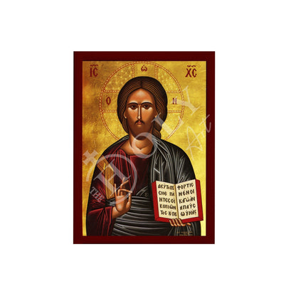 Jesus Christ icon, Handmade Greek Orthodox icon of our Lord, Byzantine art wall hanging on wood plaque, religious icon home decor - TheHolyArt