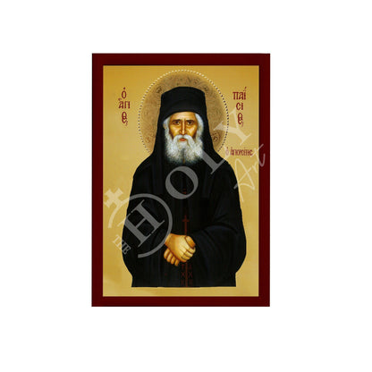 Saint Paisios of Mount Athos icon, Handmade Greek Orthodox icon St Paisios, Byzantine art wall hanging on wood plaque, religious home decor - TheHolyArt