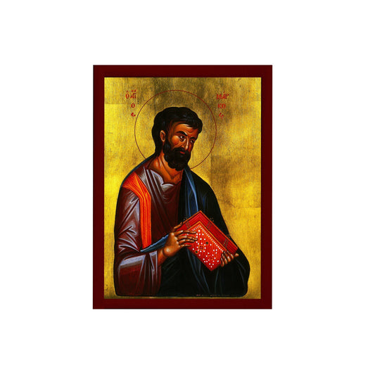 Saint Mark the Apostle icon, Handmade Greek Orthodox icon of Apostle Evangelist Mark, Byzantine art wall hanging of St Mark on wood plaque TheHolyArt