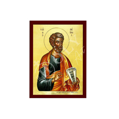 Saint Peter icon The Apostle, Handmade Greek Orthodox icon Apostle Peter, Byzantine art wall hanging on wood plaque, religious home decor - TheHolyArt