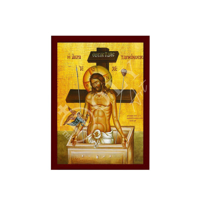 Humiliation of Jesus Christ icon, Handmade Greek Orthodox icon of Extreme Humility, Byzantine art wall hanging wood plaque, religious decor - TheHolyArt