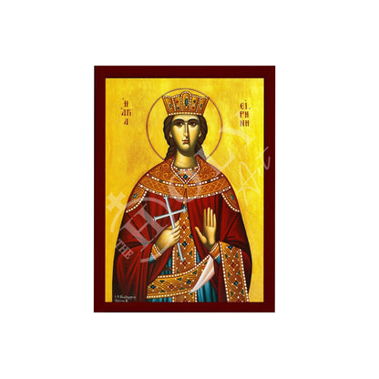 Saint Irene icon, Handmade Greek Orthodox icon of St Irene of Thessaloniki, Byzantine art wall hanging icon on wood plaque, religious decor - TheHolyArt