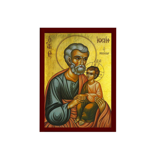 Saint Joseph icon, Handmade Greek Orthodox icon of St Joseph the Betrothed, Byzantine wood plaque TheHolyArt
