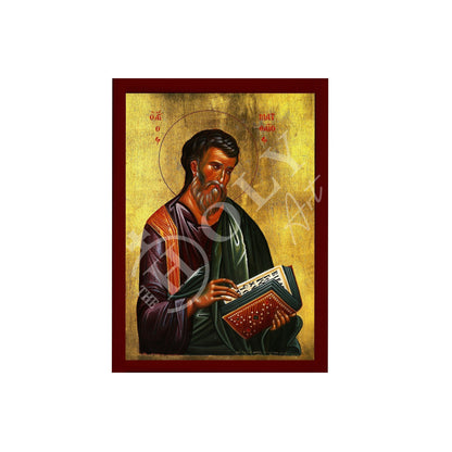 Saint Matthew the Apostle icon, Handmade Greek Orthodox icon of Apostle Evangelist Matthew, Byzantine art wall hanging on wood plaque - TheHolyArt