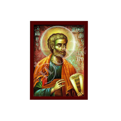 Saint Peter the Apostle icon, Handmade Greek Orthodox icon of Apostle Peter, Byzantine art wall hanging of St Peter on wood plaque - TheHolyArt