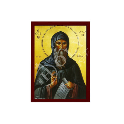 Saint David icon, Handmade Greek Orthodox icon St David of Euboea, Byzantine art wall hanging on wood plaque icon, religious decor - TheHolyArt