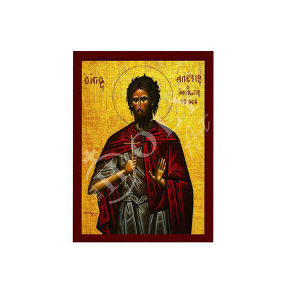 Saint Alexios icon, Handmade Greek Orthodox icon Saint Alexios Man of God, Byzantine art wall hanging on wood plaque icon, religious decor - TheHolyArt