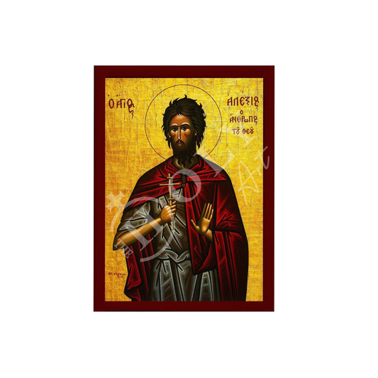 Saint Alexios icon, Handmade Greek Orthodox icon Saint Alexios Man of God, Byzantine art wall hanging on wood plaque icon, religious decor TheHolyArt