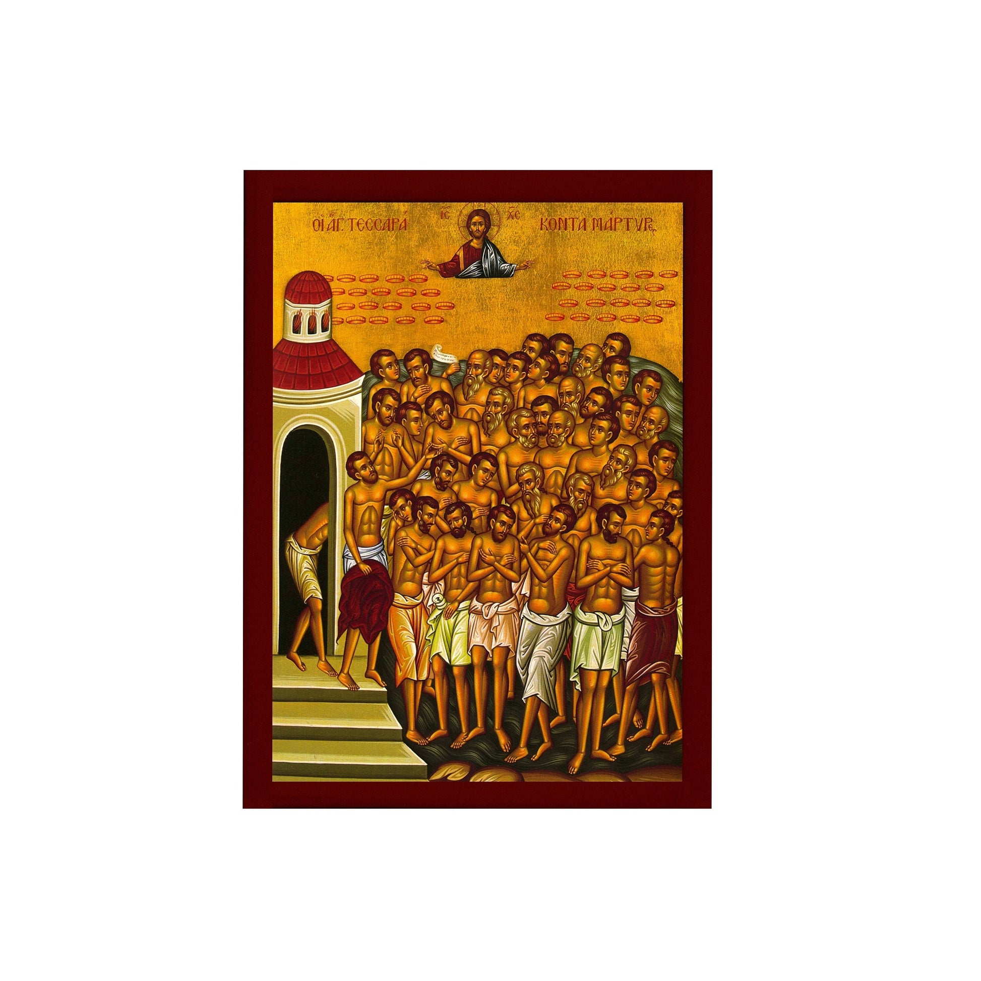 The 40 Holy Martyrs icon, Handmade Greek Orthodox icon Forty Martyrs of Sebaste, Byzantine art wall hanging icon wood plaque, religious gift TheHolyArt