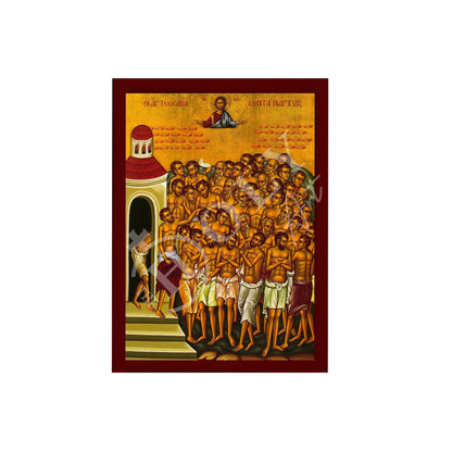 The 40 Holy Martyrs icon, Handmade Greek Orthodox icon Forty Martyrs of Sebaste, Byzantine art wall hanging icon wood plaque, religious gift - TheHolyArt