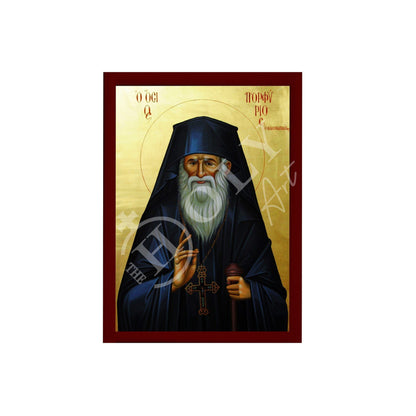 Saint Porphyrios icon, Handmade Greek Orthodox icon of St Elder Porfyrios, Byzantine art wall hanging wood plaque, religious decor - TheHolyArt