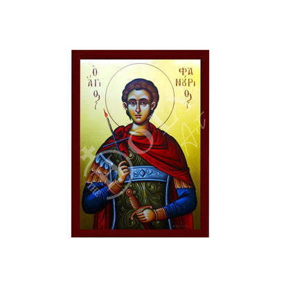 Saint Phanourios icon, Handmade Greek Orthodox icon St Fanourios, Byzantine art wall hanging wood plaque icon, religious decor - TheHolyArt