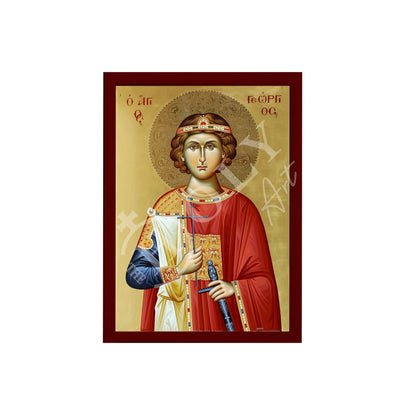 Saint George icon, Handmade Greek Orthodox icon of St George, Byzantine art wall hanging icon wood plaque, religious decor - TheHolyArt