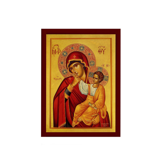 Virgin Mary icon Panagia Paramythia, Handmade Greek Orthodox Icon, Mother of God Byzantine art, Theotokos Christian wall hanging wood plaque TheHolyArt