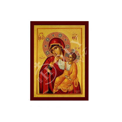 Virgin Mary icon Panagia Paramythia, Handmade Greek Orthodox Icon, Mother of God Byzantine art, Theotokos Christian wall hanging wood plaque - TheHolyArt