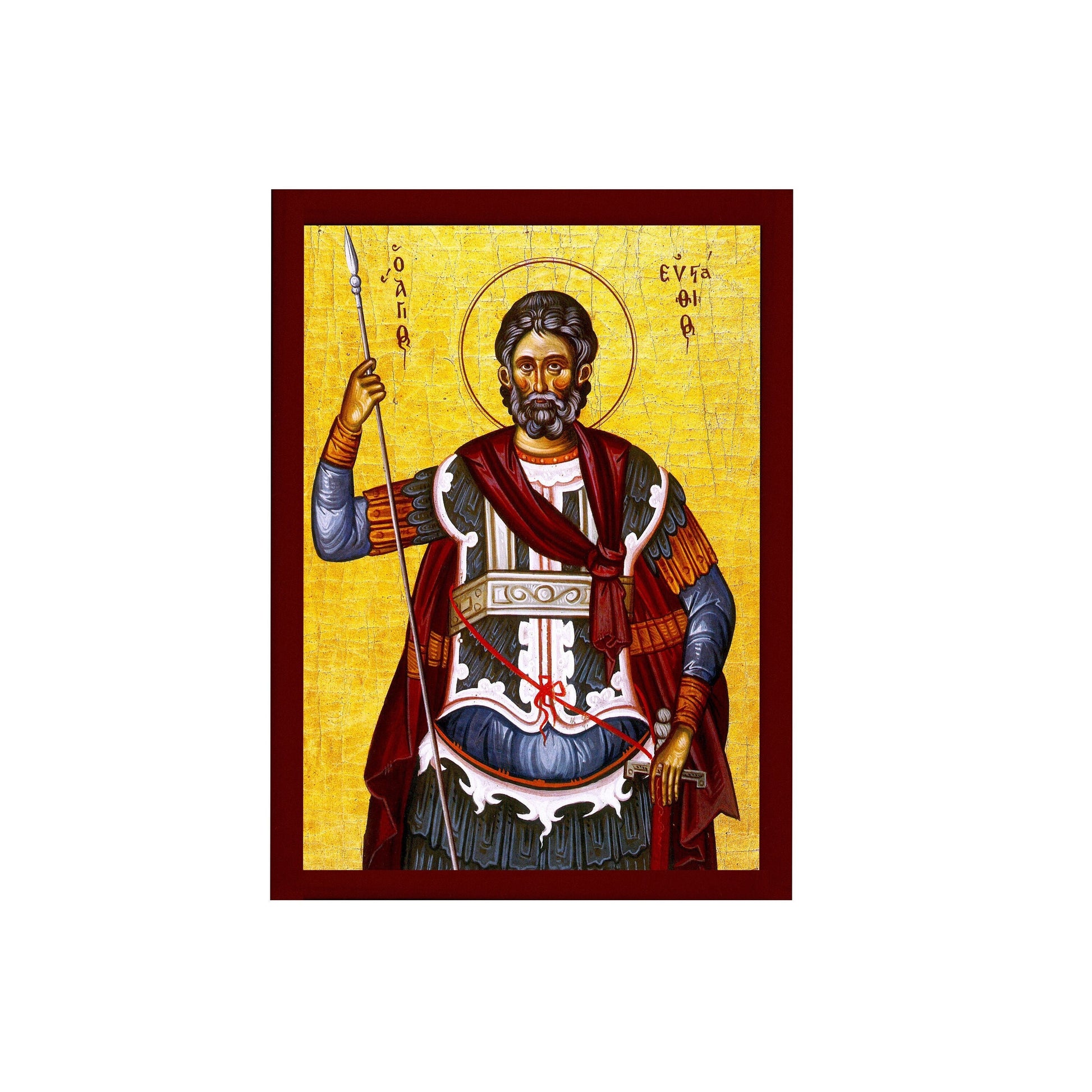 Saint Eustathius icon, Handmade Greek Orthodox icon of St Eustace, Byzantine art wall hanging icon wood plaque, religious decor TheHolyArt