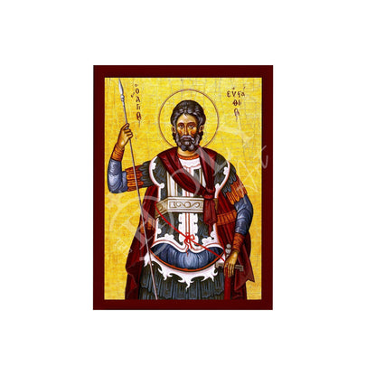 Saint Eustathius icon, Handmade Greek Orthodox icon of St Eustace, Byzantine art wall hanging icon wood plaque, religious decor - TheHolyArt