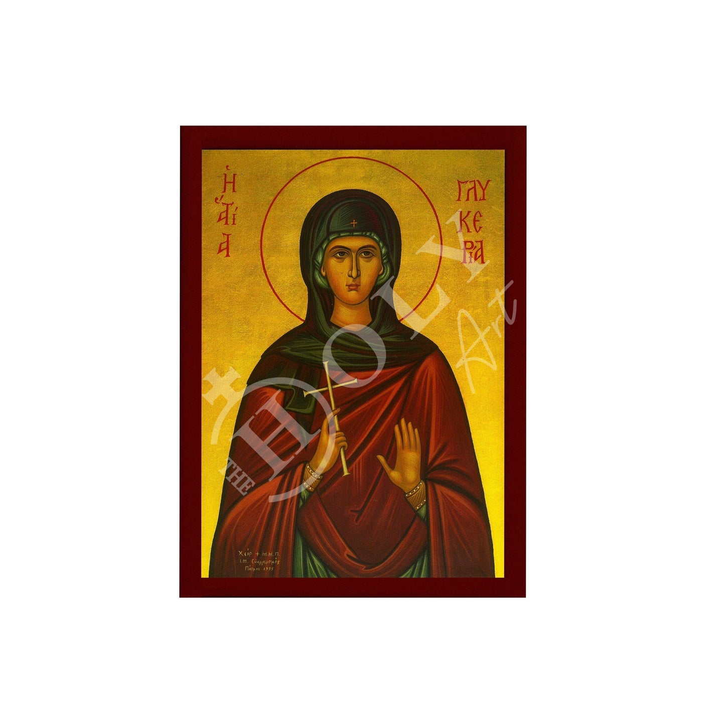 Saint Glykeria icon, Handmade Greek Orthodox icon of St Glyceria, Byzantine art wall hanging icon wood plaque, religious decor TheHolyArt