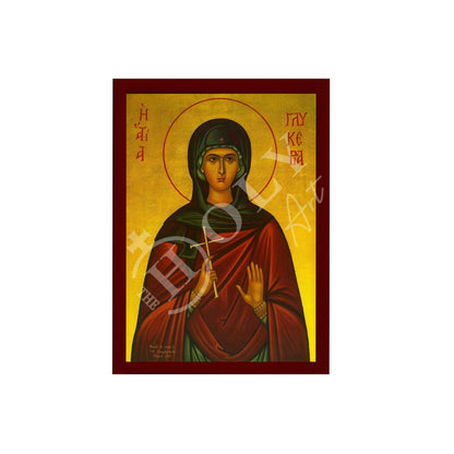 Saint Glykeria icon, Handmade Greek Orthodox icon of St Glyceria, Byzantine art wall hanging icon wood plaque, religious decor - TheHolyArt