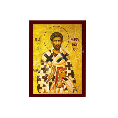 Saint Eleftherios icon, Handmade Greek Orthodox icon of St Eleftherius, Byzantine art wall hanging icon wood plaque, religious decor - TheHolyArt