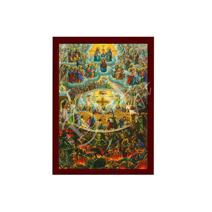 The Last Judgement icon, Handmade Greek Orthodox icon of Return of Jesus Christ, Doomsday Byzantine art wall hanging on wood plaque, gift - TheHolyArt