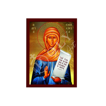 Saint Emmelia icon, Handmade Greek Orthodox icon of St Emmelia of Caesarea, Byzantine art wall hanging icon wood plaque, religious decor - TheHolyArt