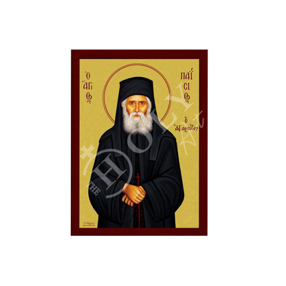 Saint Paisios of Mount Athos icon, Handmade Greek Orthodox icon St Paisios, Byzantine art wall hanging on wood plaque, religious home decor - TheHolyArt
