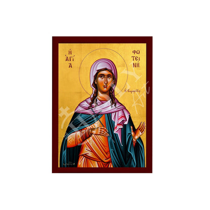 Saint Photine icon, Handmade Greek Orthodox icon St Photene the Samaritan, Byzantine art wall hanging on wood plaque icon, religious decor - TheHolyArt