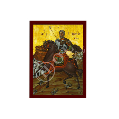 Saint Menas icon, Handmade Greek Orthodox icon St Menas of Egypt, Byzantine art wall hanging on wood plaque icon, religious decor - TheHolyArt