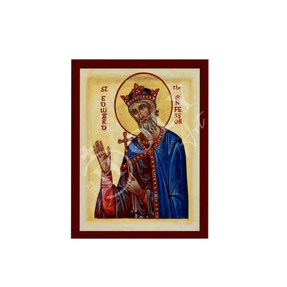 Saint Edward icon, Handmade Greek Orthodox icon of St Edward the Confessor, Catholic art wall hanging icon wood plaque, religious decor - TheHolyArt